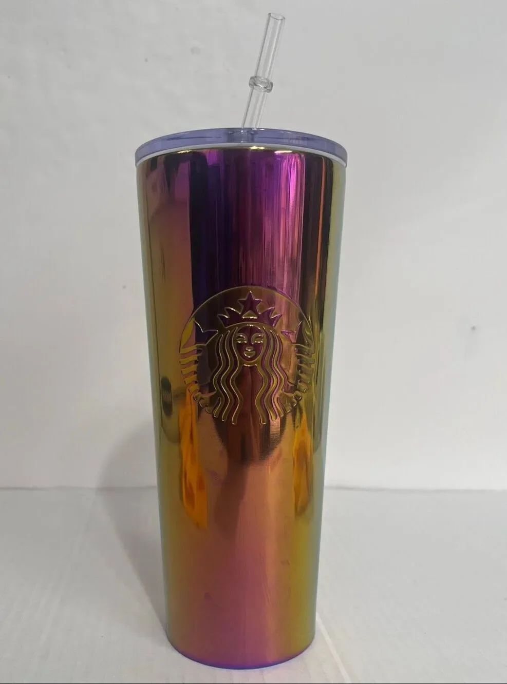 Starbucks Oil Slick Gold And Purple Iridescent Tumbler 24 Ounce